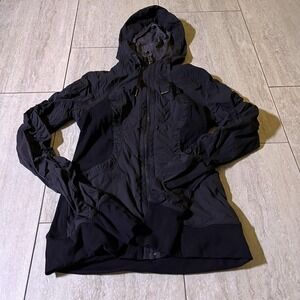 Lululemon Jacket Womens XS/S Black Gray Reversible Hooded Thumbholes Windbreaker
